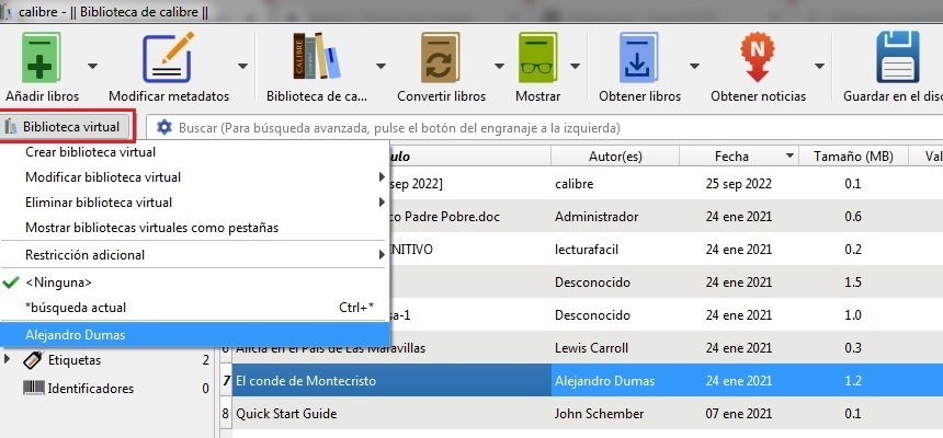 Crear bibliotecas virtuales