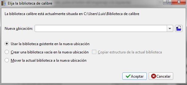 Ubicacion biblioteca de Calibre